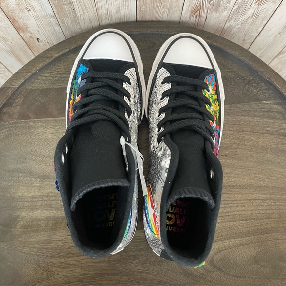 Converse Chuck 70 Pride Rainbow Sequin High Top Sneakers - Picture 6 of 10